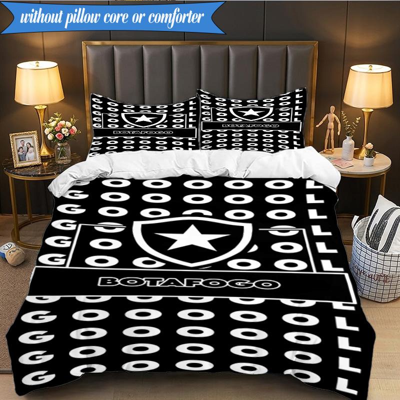 3PCS Botafogo De Futebol E Regatas Printed Soft Bedding Set,Including 1pc Duvet Cover And 2pcs Pillowcases Perfect for Bedroom, Dormitory, Fan Gift