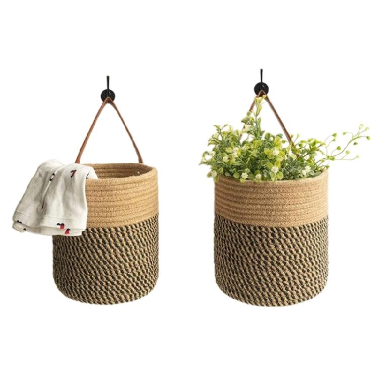 Woven Basket Imitation Rattan Storage Baskets Desktop Organizer Hanging Planter