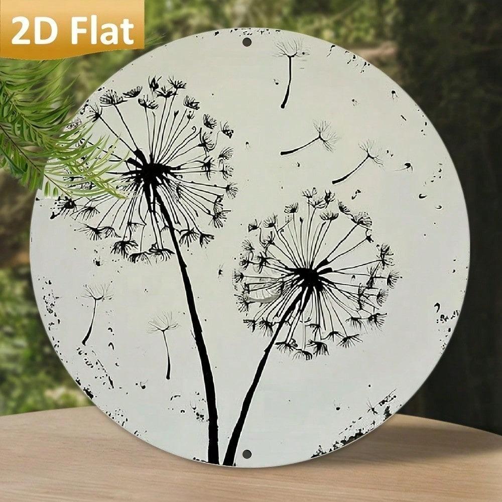 Vintage Pusteblume Aluminium Wandkunst Kreis Metall Gartenschild Bauernhaus Heimdekoration