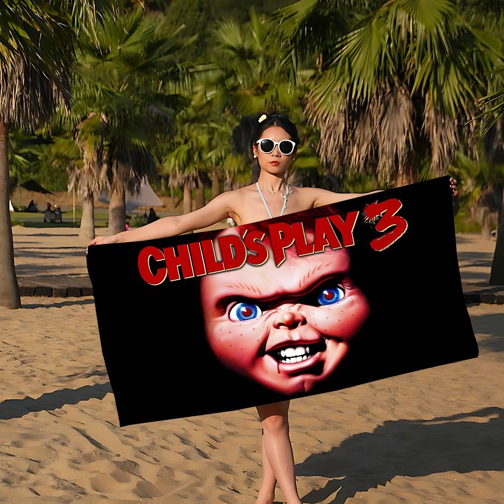 C-Chucky C-Child's P-Play Bath Towel Microfiber Soft Water Absorbing Breathable For Girl Kids Decorative Cartoon Beach Towel