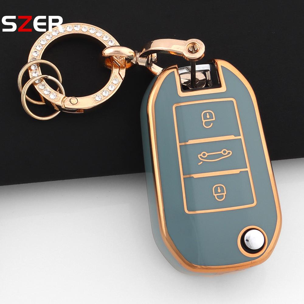 New Tpu Car Key Case Cover For Peugeot 208 308 408 508 2008 3008 4008 5008 For Citroen C3 C4 Cactus C6 C8 Protected Shell Fob