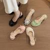 Fairy style bow wedge heel single shoes outer wear 2025 summer new female open-toed round head with skirt high-heeled sandals