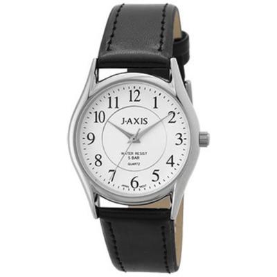 J-AXIS NAG54-S pour hommes ( Quartz facile à voir - Flamme solaire pour hommes) Montre Ronde Analogique en Alliage Noir
