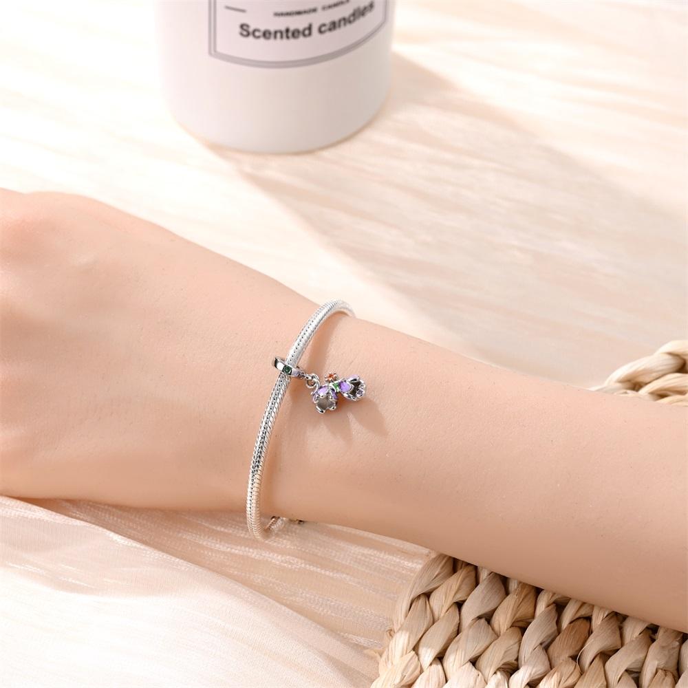 Authentic Charm Bead Charms copper Purple Flower Bead Charms Bead Charms Compatible With Bracelets Women Jewellery Making Diy Gift