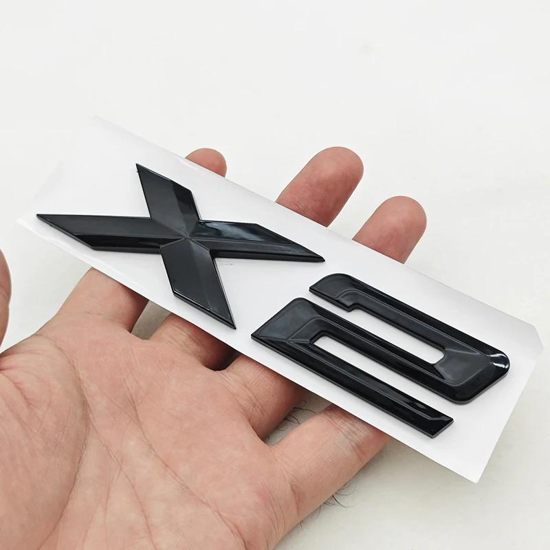 NEW 3D ABS Car Rear Trunk Emblem Badge Sticker For BMW X1 X2 X3 X5 X6 GT Z4 Glossy Black Chrome Logo Decal Styling Accessories IK7