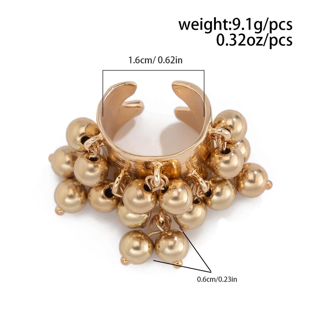 Colorful Stone Multi Pendant Tassel Bead Rings for Women Exaggerated Large Grunge Adjustable Finger Ring Geometric Jewelry Accessories Gift