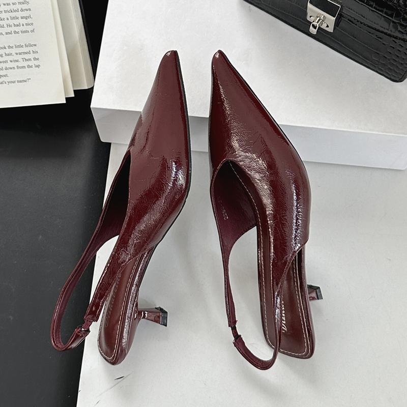 Fashion SUOJIALUN 2025 Spring New Brand Women Sandal Fashion Pointed Toe Shallow Slip On Slingback Shoes Thin Med Heel Outdoor Dress Mu