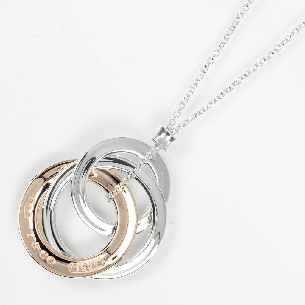 TIFFANY&Co. 1837 Interlocking Circle Necklace Silver925/Rubedo metal 5g Women Used