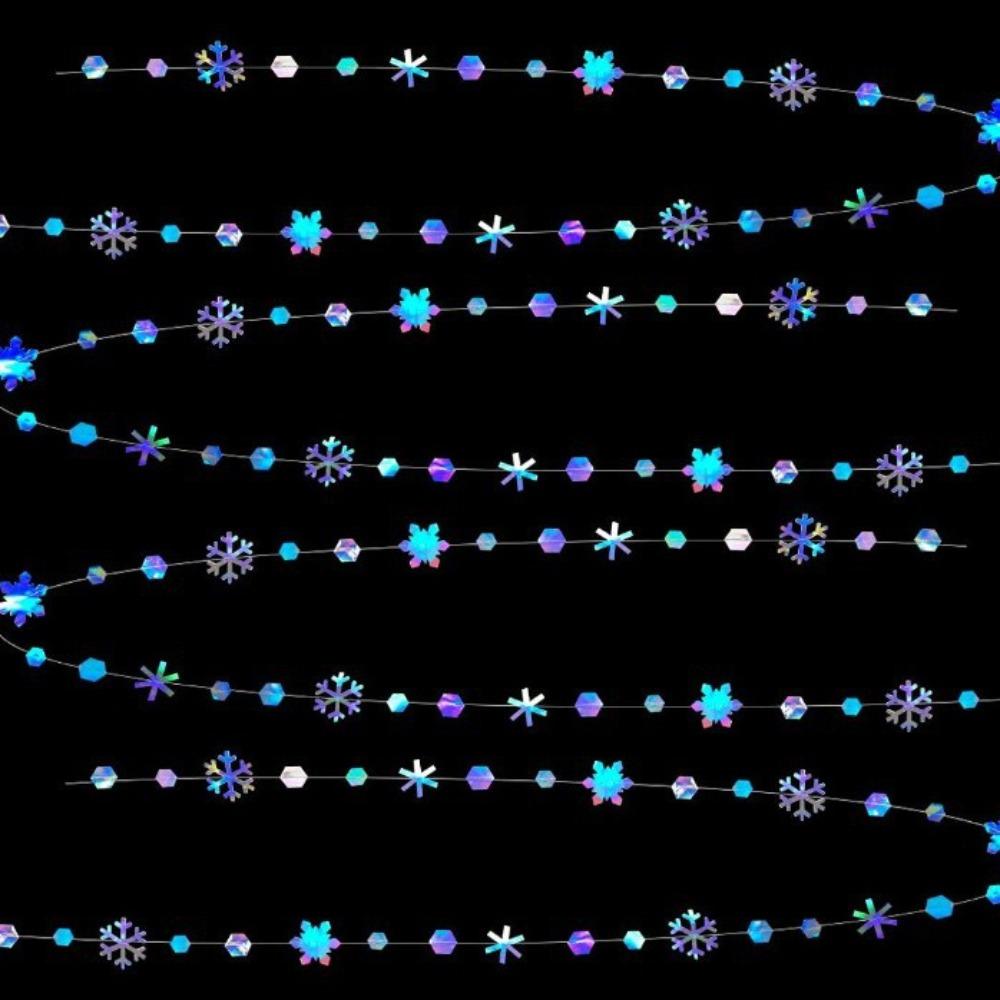 4m Paper Snowflake Streamer Romantic Reusable Christmas Hanging Streamer Glitter Durable Christmas Decoration Curtain Engagement