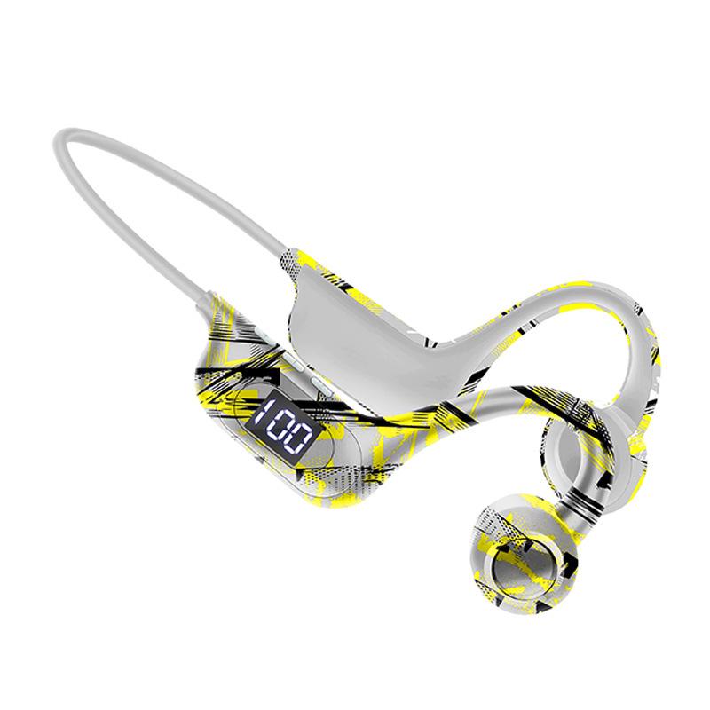 AKZ-G9 Vibration Bone Conduction Bluetooth Earphones with Card Slot, Digital Display, Neckband Design, and Long Battery Life.