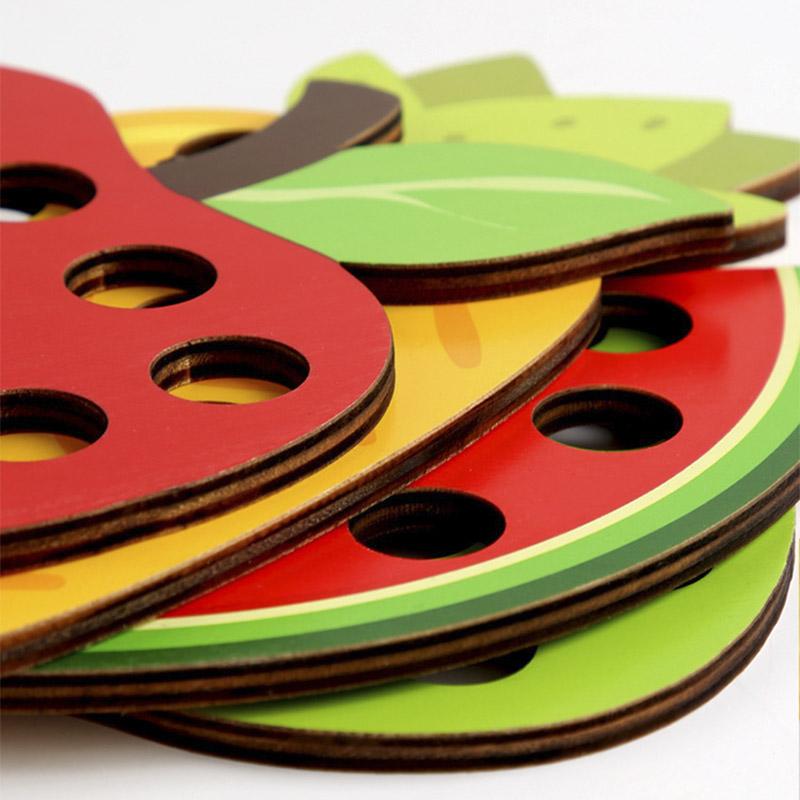 1Set Children's Fun Montessori Fruits Threading Toys Hand Eye Coordination Training Teaching  Aid  Board Game Educational Toys