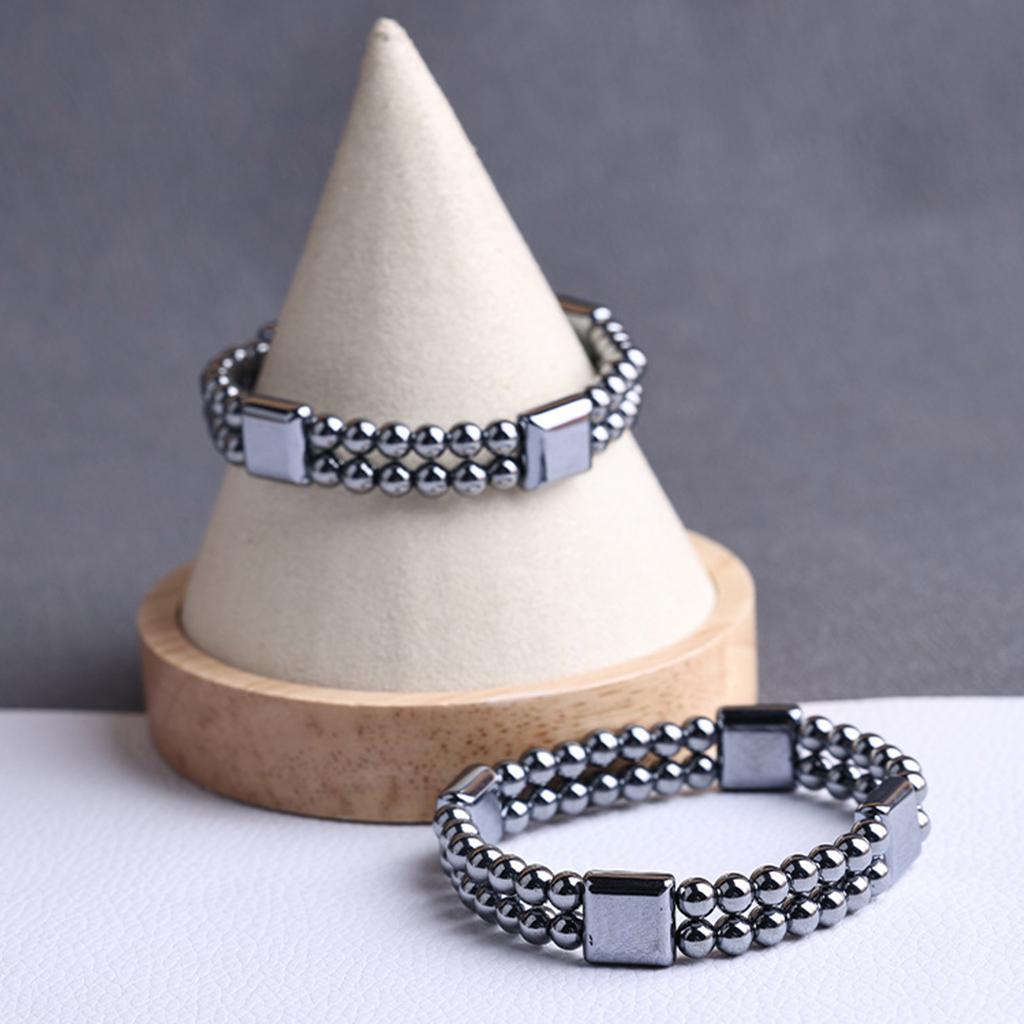 Fashionable Double Layer Terahertz Bracelet Comfort Wear Terahertz Bracelet Meditation Accessory Stone Texture for Daily