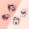 Cute Romantic Cats Love Collection Enamel Pins Cartoon White Kitten Heart Brooch Backpack Denim Lapel Badge Gifts for Girlfriend