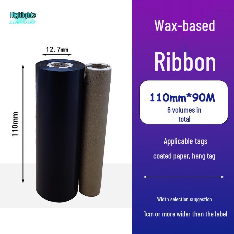 Hybrid Wax-Based Carbon Ribbon Roll for Printer Label Paper, Full Resin 80mm x 60m