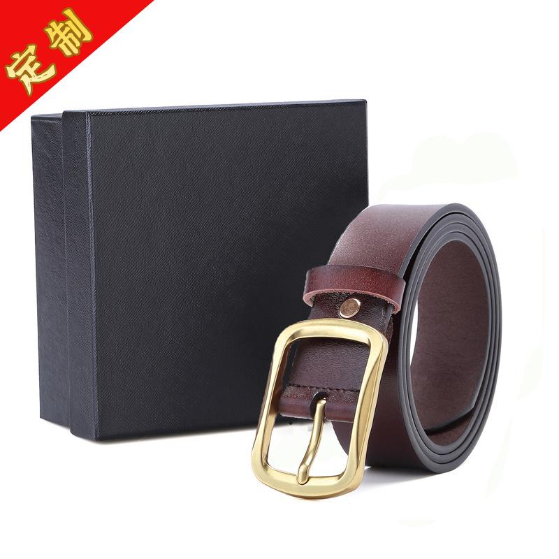 Retro Copper Buckle Men'S Pin Buckle Belt, Men'S Casual Leather Cowhide Pin Buckle Belt