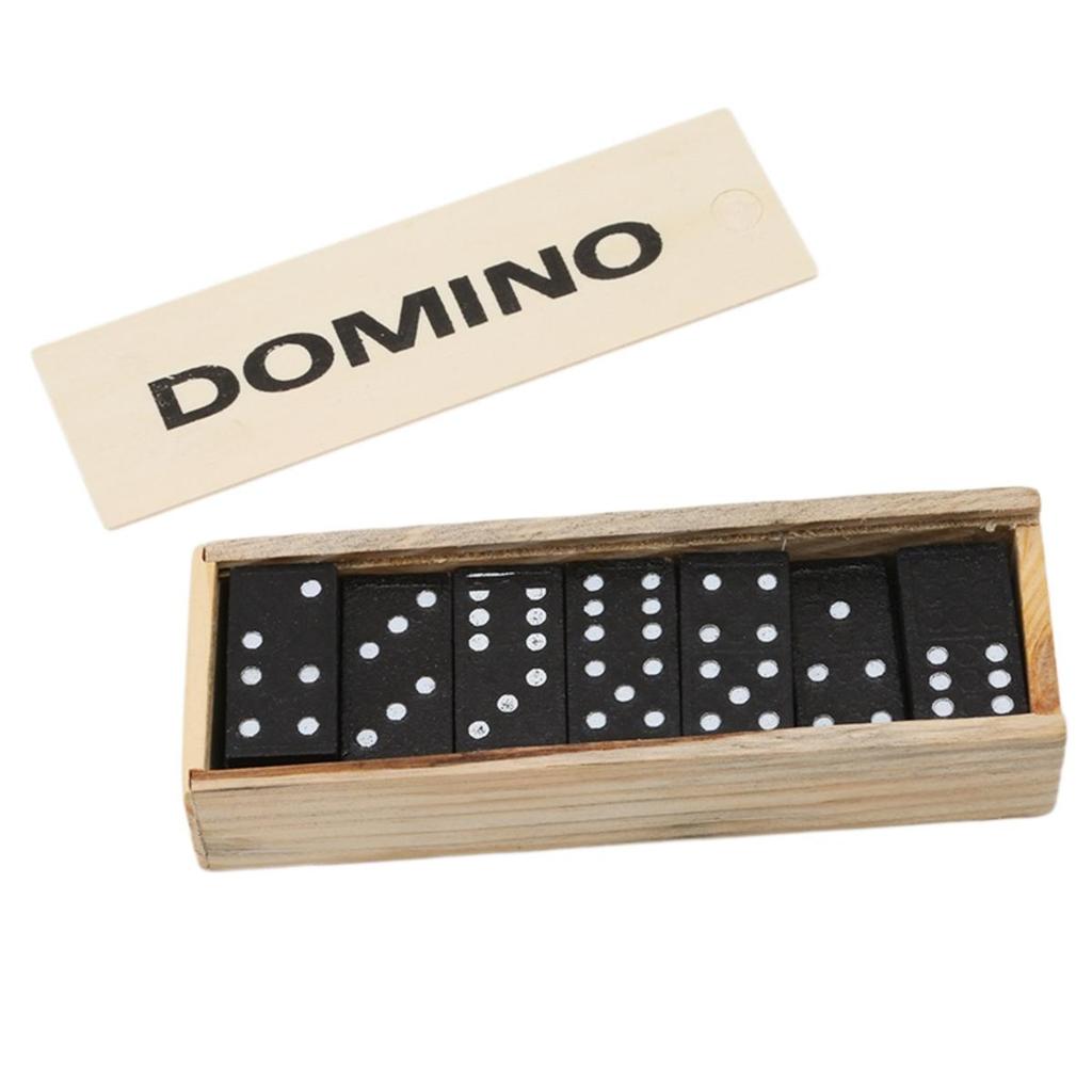 1set Wooden Domino Blocks Kits Board Games Travel Funny Table Game Domino Toys For Kid Children Educational Toys Gifts