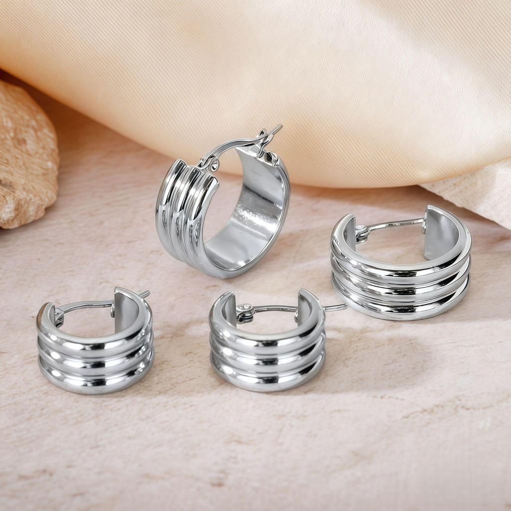2025 Hot-Selling Titanium Steel Large Hoop Earrings - Simple Round Wire Design