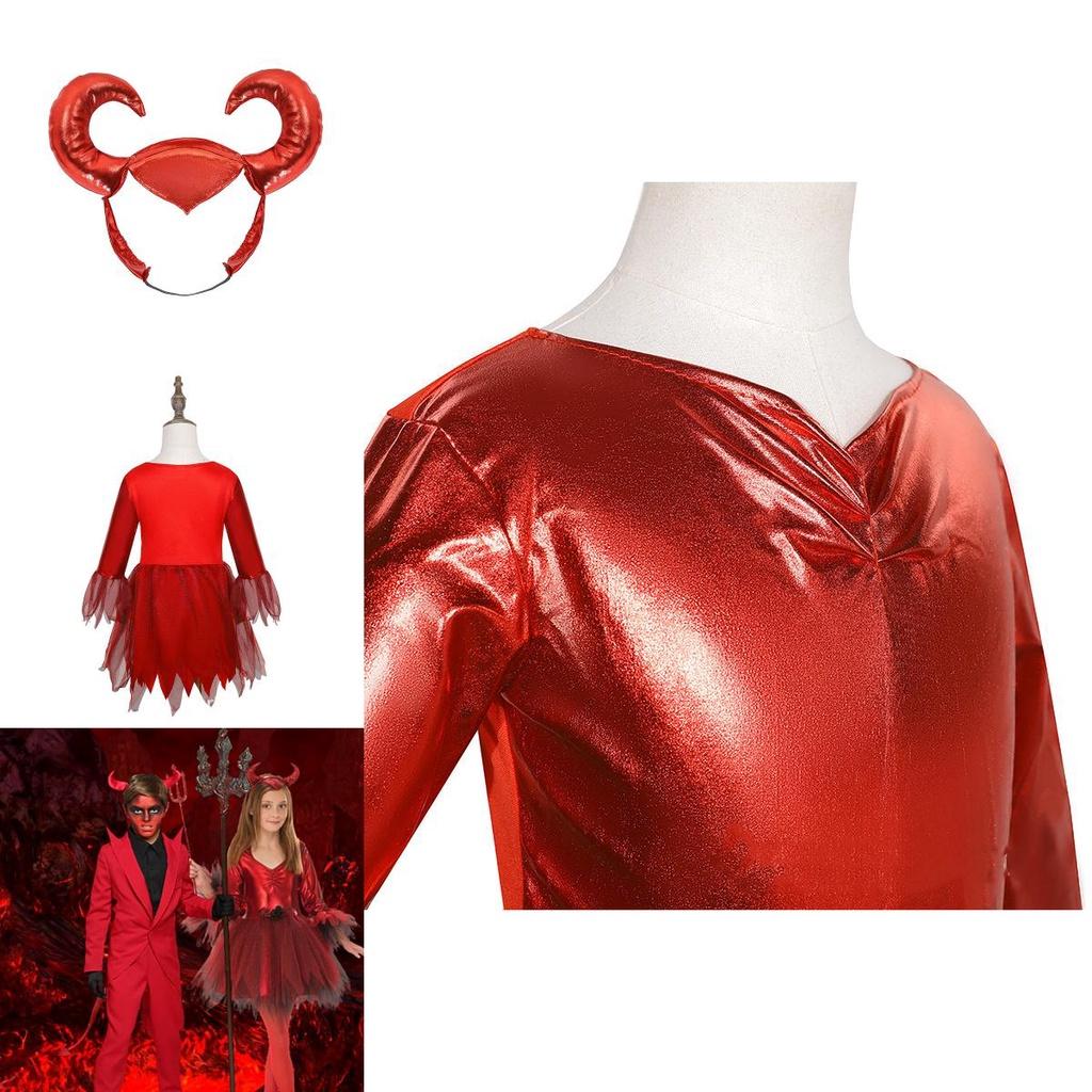 Halloween Red Bull Dämonenkostüm für Mädchen Weicher Polyesterstoff Europäischer und amerikanischer Stil Ideal für Cosplay und Kostümpartys