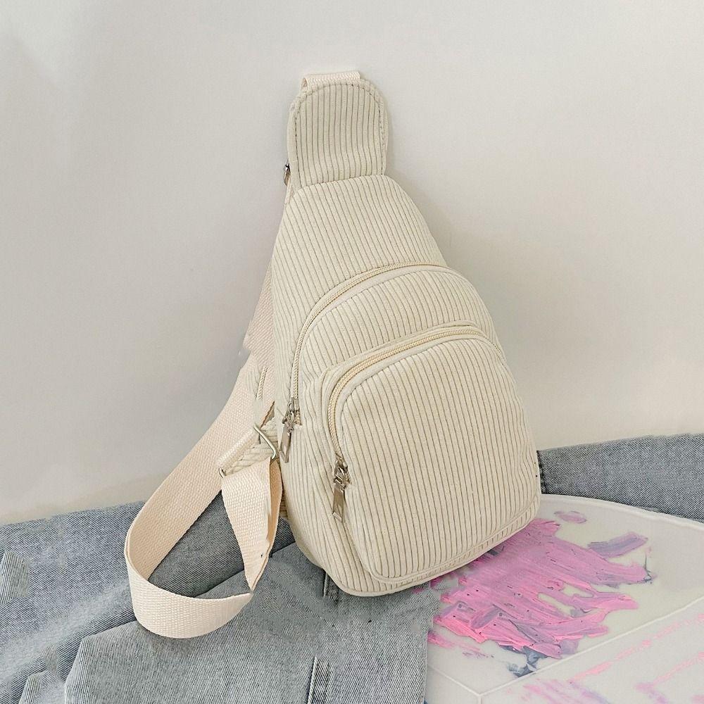 

Schoolbag Corduroy Chest Bag Shoulder Bag Waist Bag Portable Corduroy Crossbody Bag Children бежевый