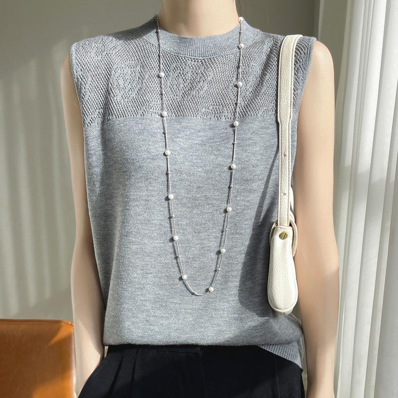 

Свитер из имитации шерсти, жилет с круглым вырезом для женщин, летний, новый, модный и универсальный, без рукавов, на бретелях, мягкий и эластичный, приятный к коже топ XXL серый