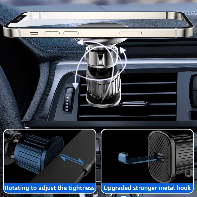 Nouveau Support de Téléphone Magnétique pour Voiture Rotation à 360° Clip pour Grille d'Aération de Voiture Aimant Puissant Support pour Téléphone Portable pour iPhone Xiaomi Samsung