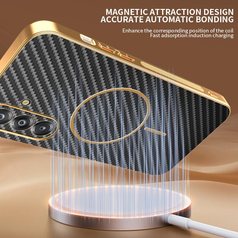 For Samsung Galaxy A26 5G Phone Case Carbon Fiber Textured Electroplated TPU Back Cover