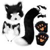 Halloween Plush Fox Mask Set Animal Claws Simulated Fox Ears Headband Tail Animal Tail Accessories