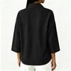 Women's loose-fitting seven-button denim blouse with decorative buttons