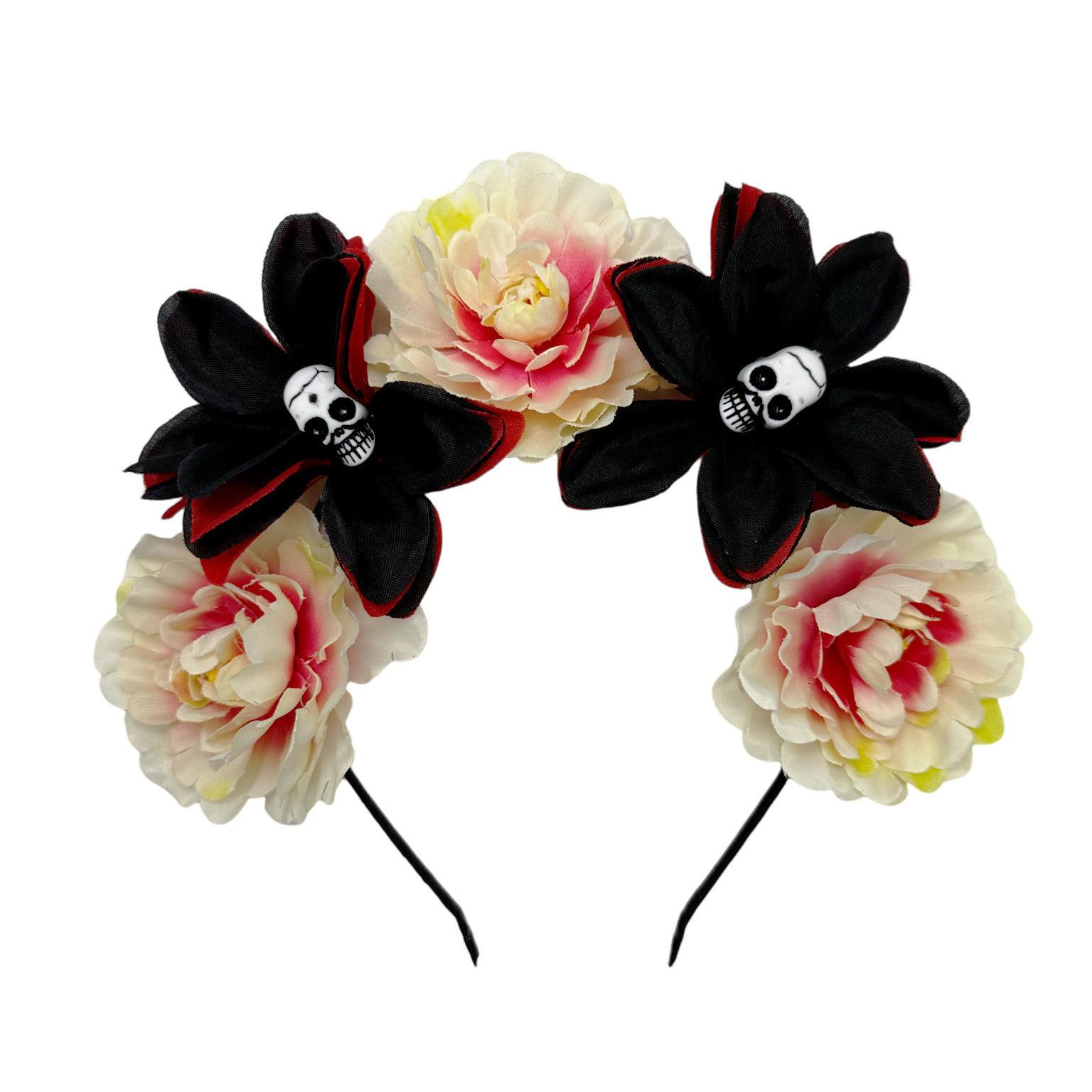 Halloween skull simulation flower headband cos ghost festival fancy dress party dress up props headdress