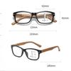 Classic Square Photochromic Multifocal Reading Glasses High-definition Anti-blue Light Vintage Wood-grain Leg Eyeglasses