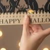 Festive Fireplace Accents Halloween Witch Silhouette Countdown Calendar with Pumpkin Bat Cat Decor, Wooden Happy Wood Ornaments Table Ornament