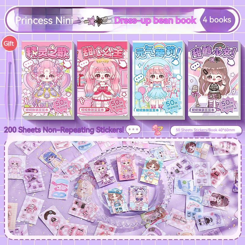Cartoon Sticker Book Capybara/Princess/Cute Pet DIY Dress-Up Mini Pocket Portable Sticker Korean Stationery Children Sticker Set