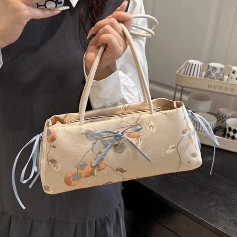 Flower Bow Shoulder Bag Chinese Style Underarm Bags All-match French Stick Handbag Travel