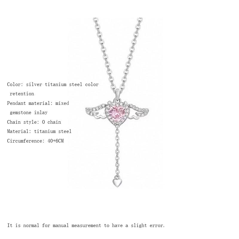 Persönlichkeitsdesign Sinn Titanstahl Halskette Mädchen rosa eingelegter Zirkon romantisches Amorherz Liebe Schlüsselbeinkette