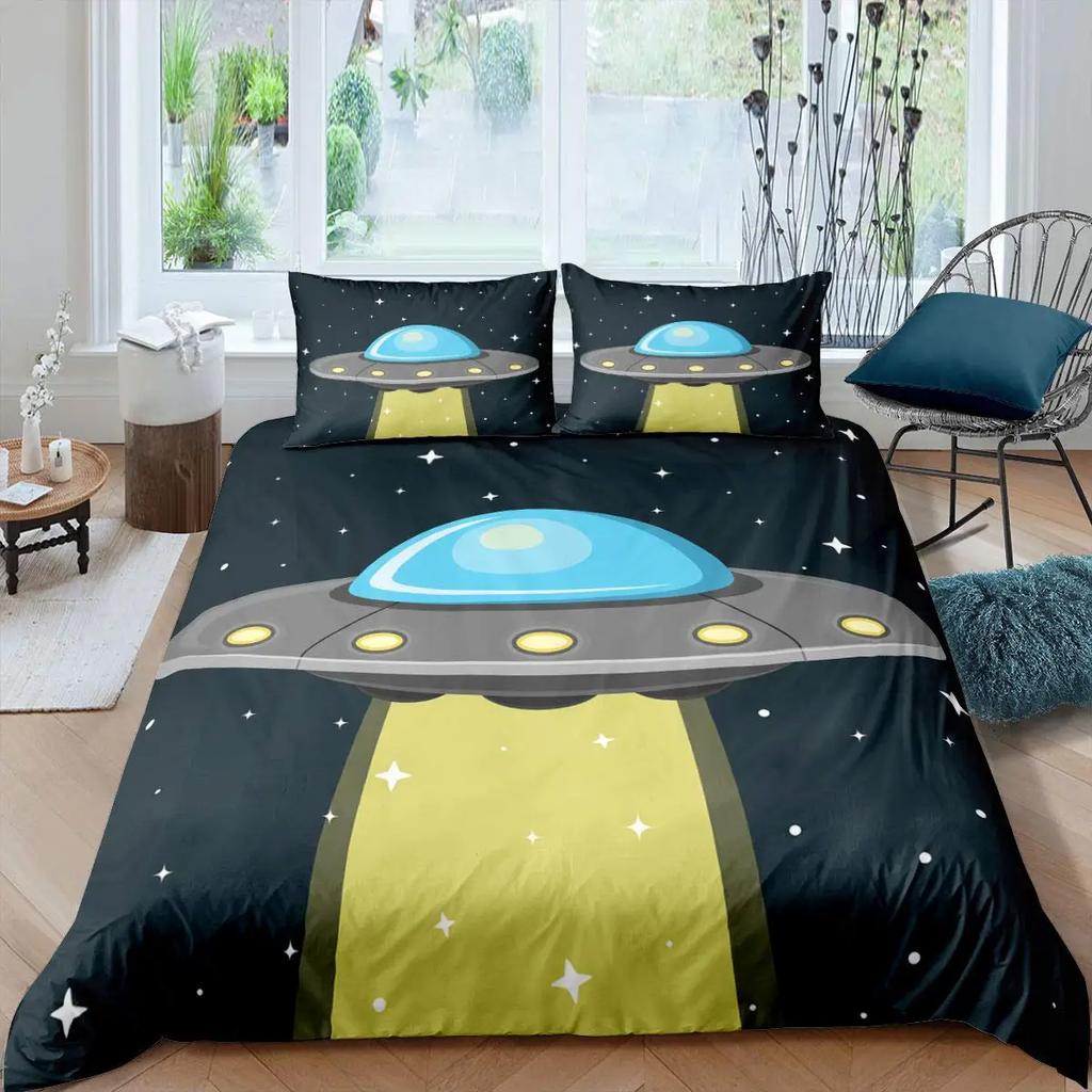 Aviation Duvet Cover SetAir Balloon Bedding Set Space Ship Comforter Cover Space Exploration Bedding Set Luxury Quilt Cover