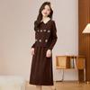 High-End Women's Knit Vest Dress Set with 3D Floral Design - Slimming Two-Piece for Fall/Winter