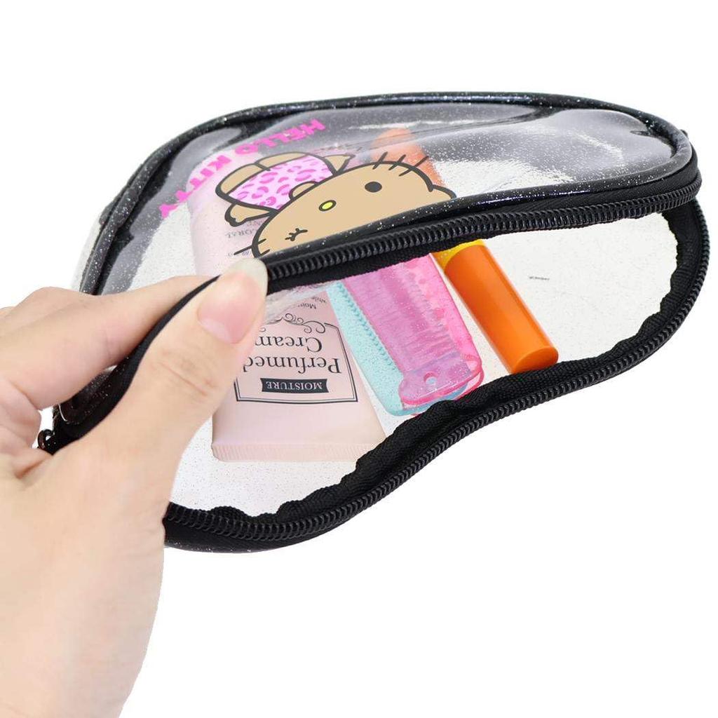 San Art Sanrio Characters Clear Hello Heart-Shaped Pouch, Kitty, Suntan, SAN-0083-BK