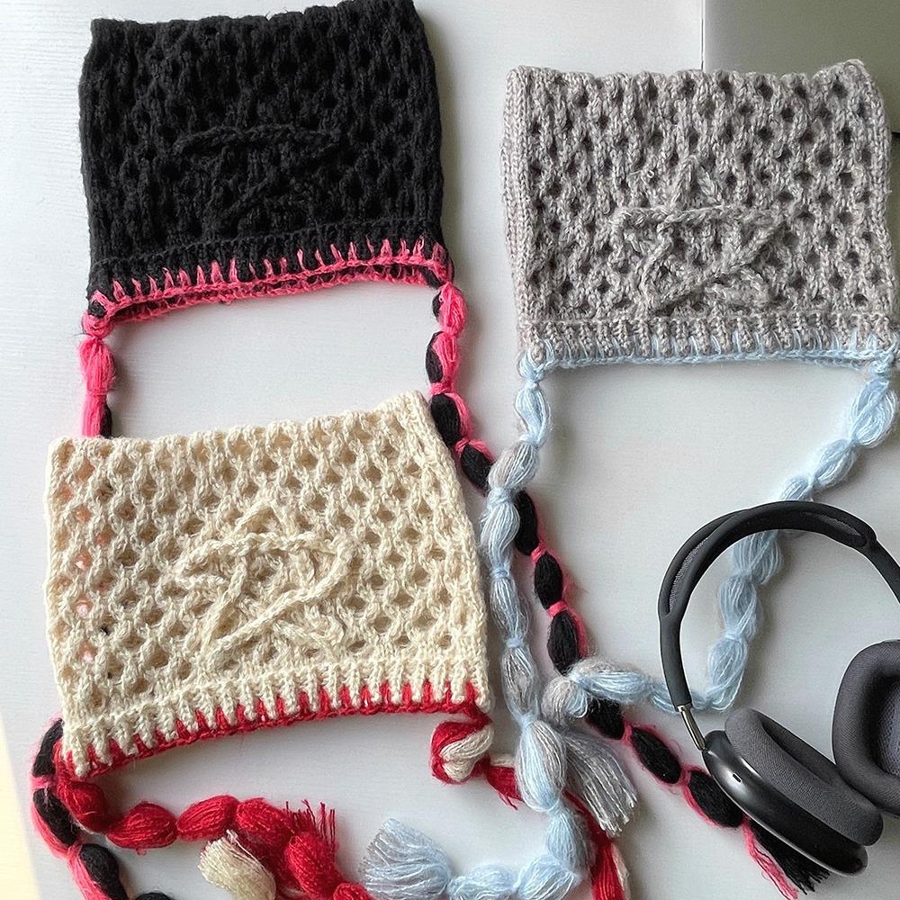 Ręcznie szydełkowana uszanka traperska z kocimi uszami