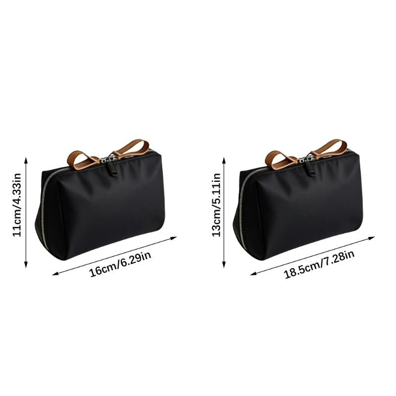 Travel Makeup Bag Smooth Nylon Cosmetic Case with Top Opening for Bathroom Counter Storage and Daily Personal Care Use