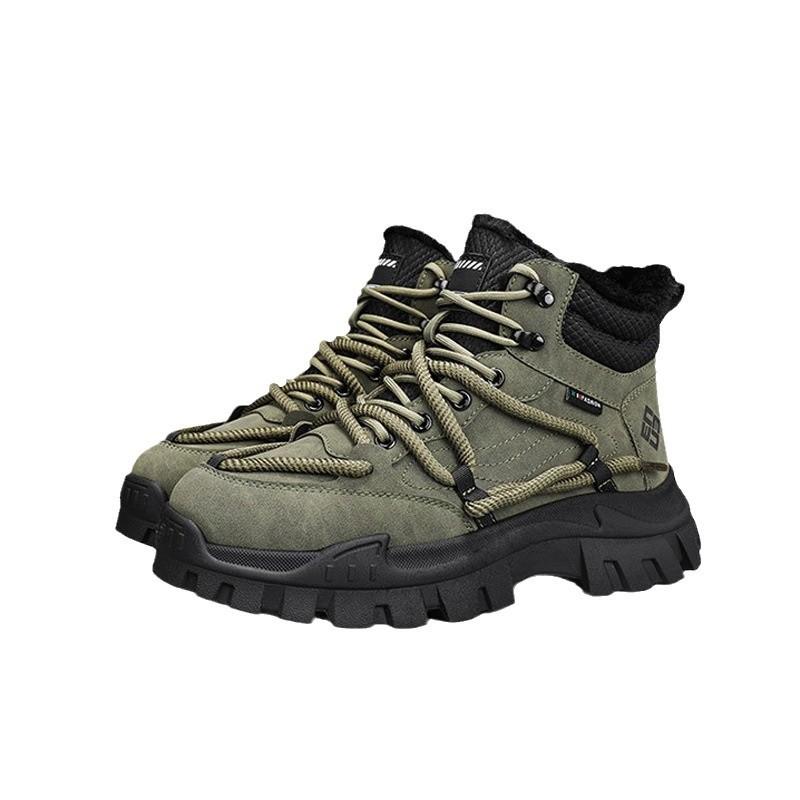High-top shoes winter velvet warm Martin boots leather surface outdoor wear-resistant casual cotton shoes sports dad shoes