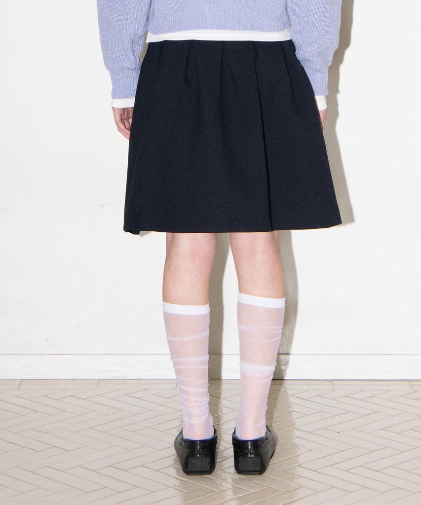 Mais Volume Pleats Mini Skirt / Dark Navy