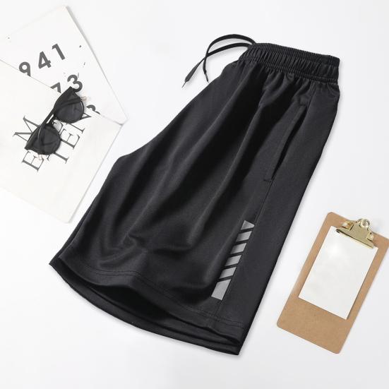 Mid-Rise Elastic Waistband Drawstring Pockets Men Shorts Outdoor Fitness Ice Silk Short Pants