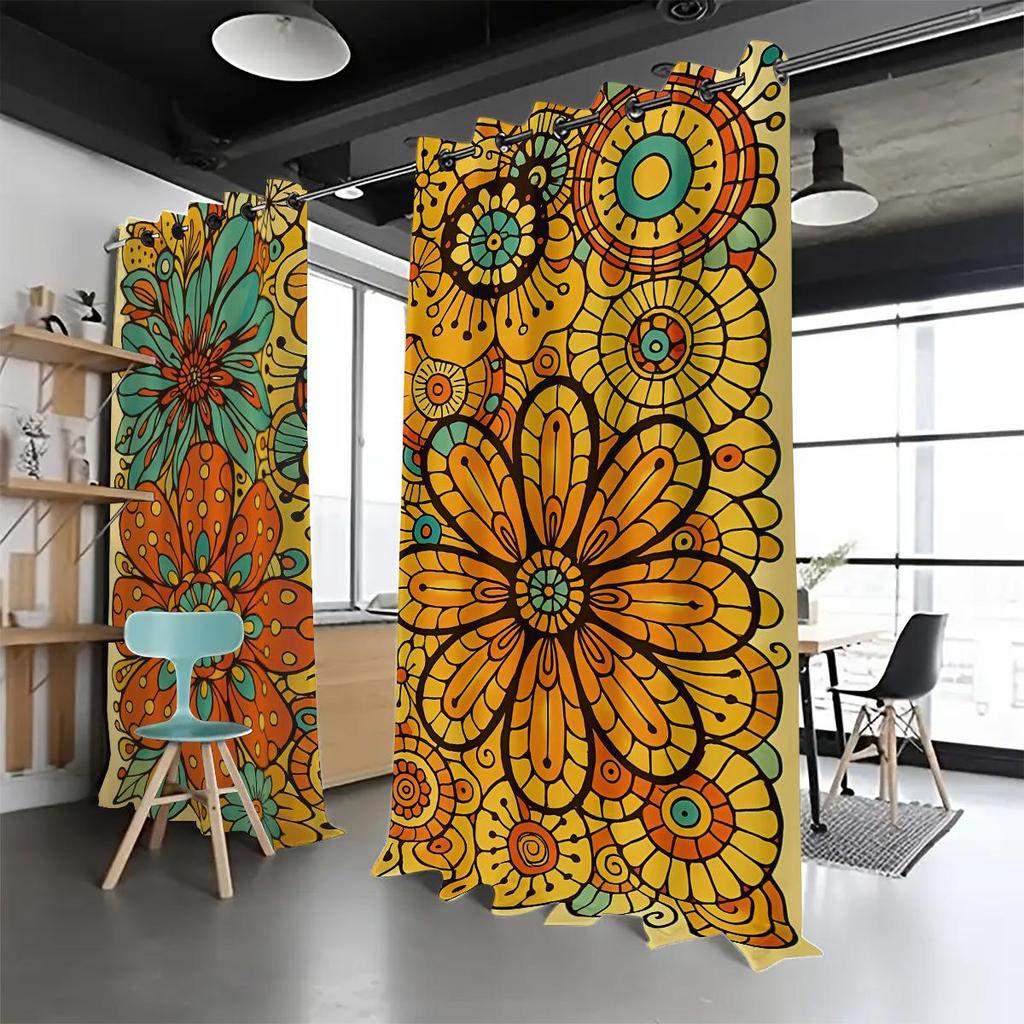 Bohemian Pattern Blackout Curtains, Custom-Made with Your Image, High-Precision Sun Protection, Thickened Polyester.