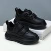 Black Student Leather Shoes Kindergarten Primary and Secondary School Activities Competition Shoes Velcro Student Shoes Men and Women Children Fashion
