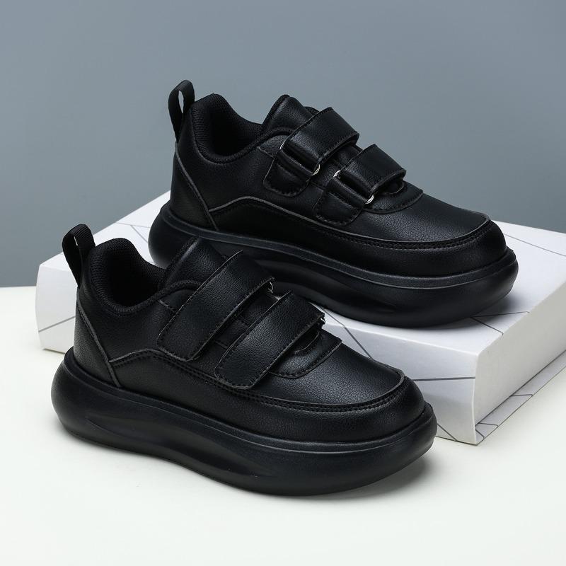 Black Student Leather Shoes Kindergarten Primary and Secondary School Activities Competition Shoes Velcro Student Shoes Men and Women Children Fashion