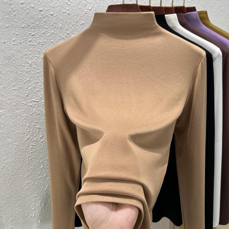 Black bottoming shirt women's inner Modal long-sleeved t-shirt basic semi-turtleneck top spring and autumn new