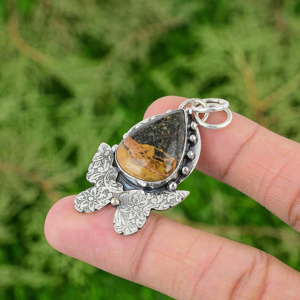 Daughters Day Sale Bauxite Gemstone Engagement Boho Pendant 925 Sterling Silver