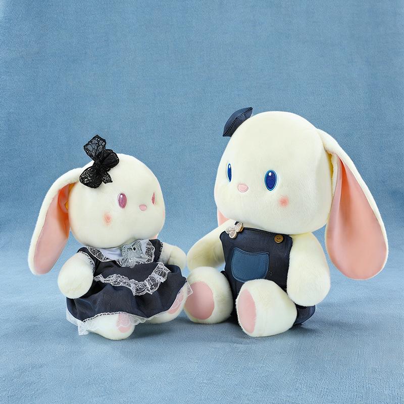 Original Cute Denim Rabbit Plush Toy with Lace Skirt - Perfect for Children's Birthday Gift and Decoration