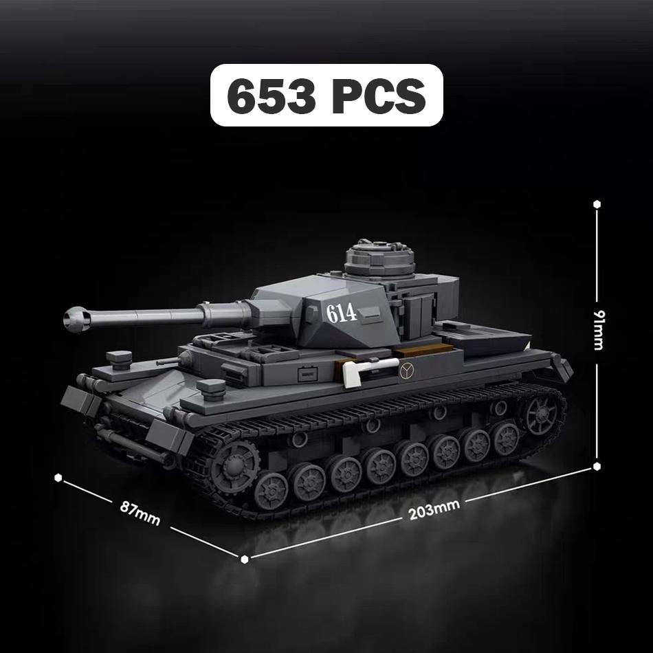 Военный немецкий средний танк Panzer IV Sd.Kfz.161 Модель Строительные блоки Вторая мировая война Пехотный танк Сборка Кирпичики Игрушки Подарок для взрослого 653 PCS