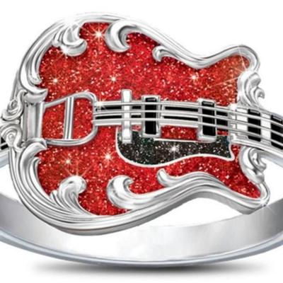 Jewelry Red Oil Drip Craft Guitar Ring New Ring Item